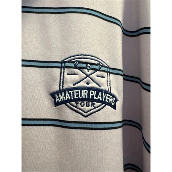Turtleson Polo Shirt Mens XL Purple Blue Stripe Tour Performance Golf Stretch - Picture 3 of 9